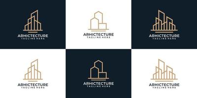 satz von minimalem monogramm architektur bau logo design industrie stadt skyline symbol vektor