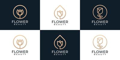 lyxig skönhet blomma natur logotyp samling vektor