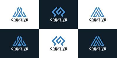 satz moderner monogrammbuchstabe m logo design inspiration vektor