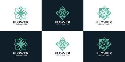 satz des monogrammschönheitsblumen-logodesigns vektor