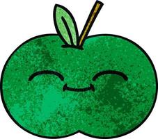 Retro-Grunge-Textur Cartoon saftiger Apfel vektor