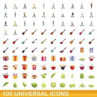 100 universelle Symbole im Cartoon-Stil vektor