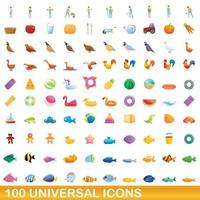 100 universelle Symbole im Cartoon-Stil vektor