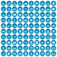 100 hörlurar ikoner som blå vektor
