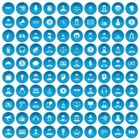100 Headhunter-Icons blau gesetzt vektor