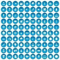 100 Landwirtschaftssymbole blau gesetzt vektor