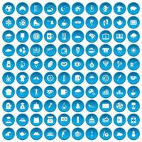 100 kaffekopp ikoner som blå vektor