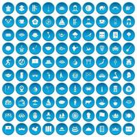 100 skålen ikoner som blå vektor
