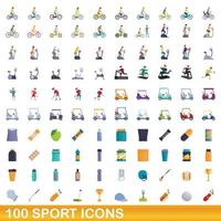 100 Sportsymbole im Cartoon-Stil vektor