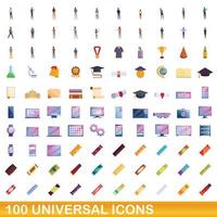 100 universelle Symbole im Cartoon-Stil vektor