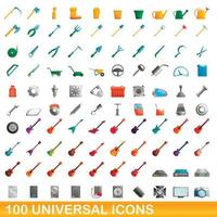 100 universelle Symbole im Cartoon-Stil vektor