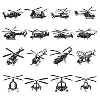 Helikopter-Icons gesetzt, einfacher Stil vektor