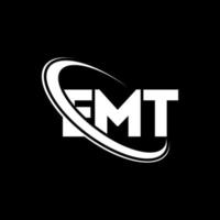 emt-Logo. Emt-Brief. emt-Buchstaben-Logo-Design. Initialen emt-Logo verbunden mit Kreis und Monogramm-Logo in Großbuchstaben. emt-typografie für technologie-, geschäfts- und immobilienmarke. vektor