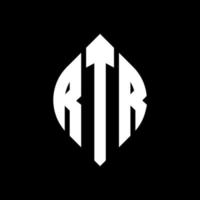 rtr cirkel bokstavslogotyp design med cirkel och ellipsform. rtr ellipsbokstäver med typografisk stil. de tre initialerna bildar en cirkellogotyp. rtr cirkel emblem abstrakt monogram bokstaven märke vektor. vektor