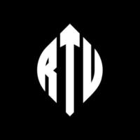 rtu-Kreisbuchstaben-Logo-Design mit Kreis- und Ellipsenform. rtu Ellipsenbuchstaben mit typografischem Stil. Die drei Initialen bilden ein Kreislogo. rtu-Kreis-Emblem abstrakter Monogramm-Buchstaben-Markierungsvektor. vektor