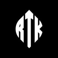 rtk-Kreisbuchstaben-Logo-Design mit Kreis- und Ellipsenform. rtk-ellipsenbuchstaben mit typografischem stil. Die drei Initialen bilden ein Kreislogo. RTK-Kreis-Emblem abstrakter Monogramm-Buchstaben-Markierungsvektor. vektor