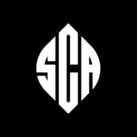 sca-Kreis-Buchstaben-Logo-Design mit Kreis- und Ellipsenform. sca ellipsenbuchstaben mit typografischem stil. Die drei Initialen bilden ein Kreislogo. sca-Kreis-Emblem abstrakter Monogramm-Buchstaben-Markierungsvektor. vektor