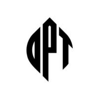 Opt-Circle-Brief-Logo-Design mit Kreis- und Ellipsenform. opt Ellipsenbuchstaben mit typografischem Stil. Die drei Initialen bilden ein Kreislogo. Opt-Kreis-Emblem abstrakter Monogramm-Buchstaben-Markenvektor. vektor