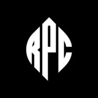 RPC-Kreisbuchstaben-Logo-Design mit Kreis- und Ellipsenform. RPC-Ellipsenbuchstaben mit typografischem Stil. Die drei Initialen bilden ein Kreislogo. rpc-Kreis-Emblem abstrakter Monogramm-Buchstaben-Markierungsvektor. vektor