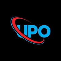 Upo-Logo. Upo-Brief. Upo-Brief-Logo-Design. Initialen Upo-Logo verbunden mit Kreis und Monogramm-Logo in Großbuchstaben. upo typografie für technologie-, geschäfts- und immobilienmarke. vektor