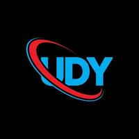 Udy-Logo. udy brief. Udy-Brief-Logo-Design. Initialen Udy-Logo, verbunden mit Kreis und Monogramm-Logo in Großbuchstaben. Udy-Typografie für Technologie-, Geschäfts- und Immobilienmarke. vektor