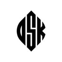 osk-Kreisbuchstaben-Logo-Design mit Kreis- und Ellipsenform. osk Ellipsenbuchstaben mit typografischem Stil. Die drei Initialen bilden ein Kreislogo. osk-Kreis-Emblem abstrakter Monogramm-Buchstaben-Markenvektor. vektor