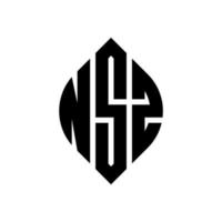 nsz-Kreisbuchstabe-Logo-Design mit Kreis- und Ellipsenform. nsz Ellipsenbuchstaben mit typografischem Stil. Die drei Initialen bilden ein Kreislogo. Nsz-Kreis-Emblem abstrakter Monogramm-Buchstaben-Markierungsvektor. vektor