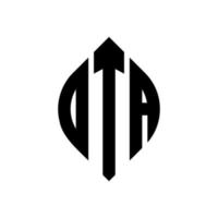 Ota-Kreis-Buchstaben-Logo-Design mit Kreis- und Ellipsenform. ota Ellipsenbuchstaben mit typografischem Stil. Die drei Initialen bilden ein Kreislogo. Ota-Kreis-Emblem abstrakter Monogramm-Buchstaben-Markierungsvektor. vektor