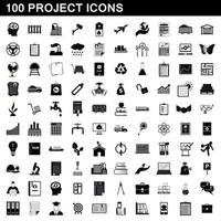 100 Projektsymbole gesetzt, einfacher Stil vektor