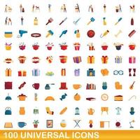 100 universelle Symbole im Cartoon-Stil vektor