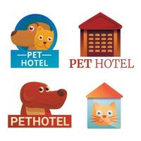 Haustier-Hotel-Logo-Set, Cartoon-Stil vektor