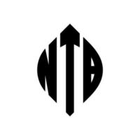 ntb-Kreisbuchstaben-Logo-Design mit Kreis- und Ellipsenform. ntb Ellipsenbuchstaben mit typografischem Stil. Die drei Initialen bilden ein Kreislogo. ntb-Kreis-Emblem abstrakter Monogramm-Buchstaben-Markierungsvektor. vektor