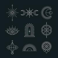 esoterische symbole, dünne linie spirituelle illustration. satz magischer okkulter embleme, vektorillustration vektor