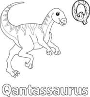 qantassaurus alphabet dinosaurier abc zum ausmalen q vektor