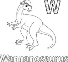 wannanosaurus alphabet abc zum ausmalen w vektor