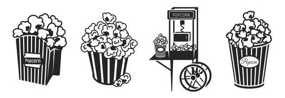 Popcorn-Icons gesetzt, einfacher Stil vektor