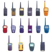 walkie talkie ikoner set, tecknad stil vektor