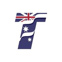 australiska alfabetets flagga t vektor