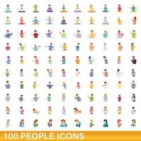 100 Personen Icons Set, Cartoon-Stil vektor