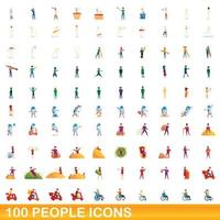 100 Personen Icons Set, Cartoon-Stil vektor