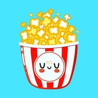 söt rolig popcorn karaktär. vektor handritad tecknad kawaii karaktär illustration ikon. isolerad på blå bakgrund. popcorn karaktär koncept