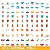 100 universelle Symbole im Cartoon-Stil vektor