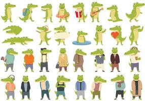 Alligator-Symbole setzen Cartoon-Vektor. Krokodil Florida vektor