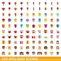 100 Urlaubssymbole im Cartoon-Stil vektor
