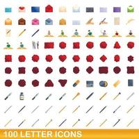 100 Buchstaben-Icons gesetzt, Cartoon-Stil vektor