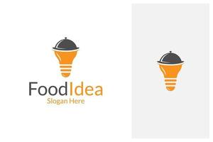 Glühbirne und bewegliche Lebensmittelabdeckung. Food-Idee-Logo-Design vektor