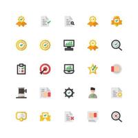 Business Qualitätsstandards und Anforderungen Vektor Icon Set Pack im flachen Stil