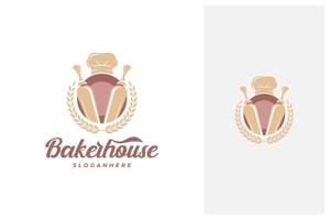 bunter frischer bäckerei emblem abzeichen logo design vektor