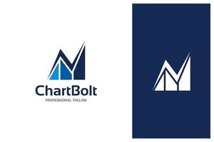 bolzen, donner, initial n und statistik business chart bar logo design vektor