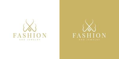 fluga och halsband logotyp design för mode och smycken företag vektor